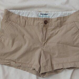 Share Old Navy ED womens Tan rolled oats chino classic shorts size 6 flat front